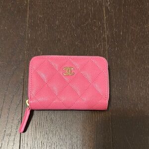Chanel Pink Quilted Coin Purse Wallet